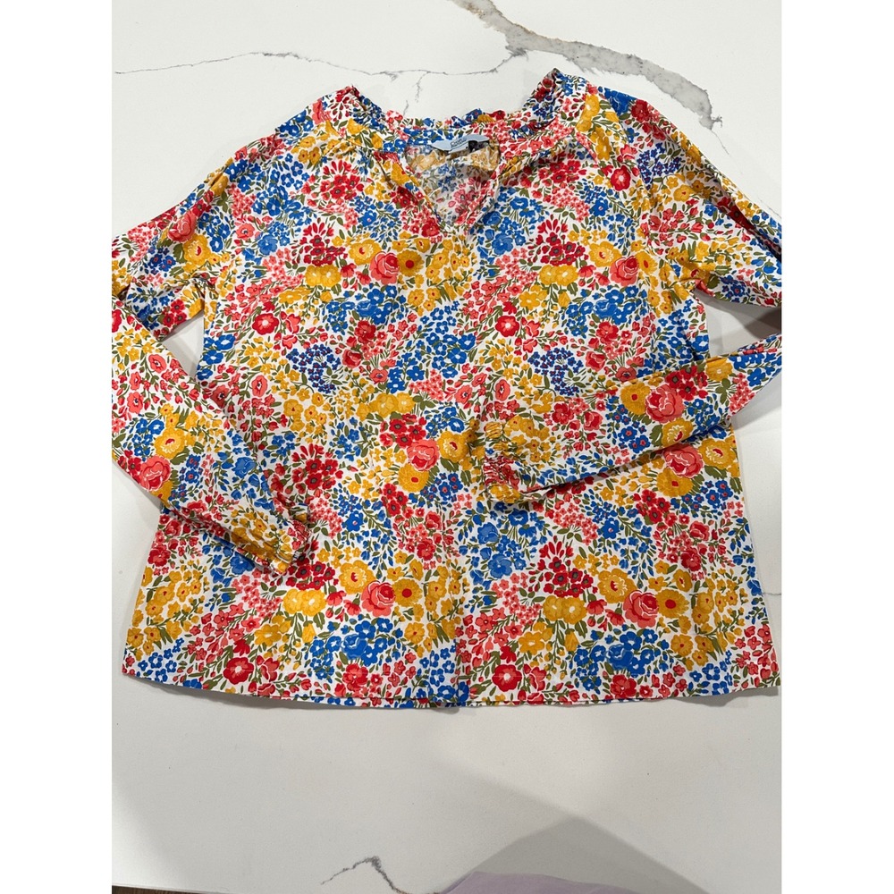 Croft & Barrow Floral Blouse Petite Small Button Down Long Sleeve Top